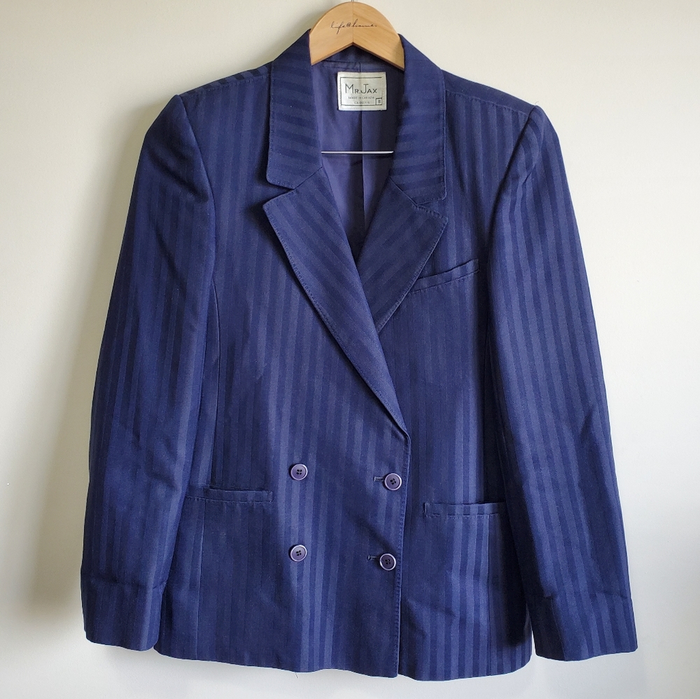 VINTAGE / S / Women's Mr. Jax Double Breasted Button Up Wool Blend Blazer Jacket
